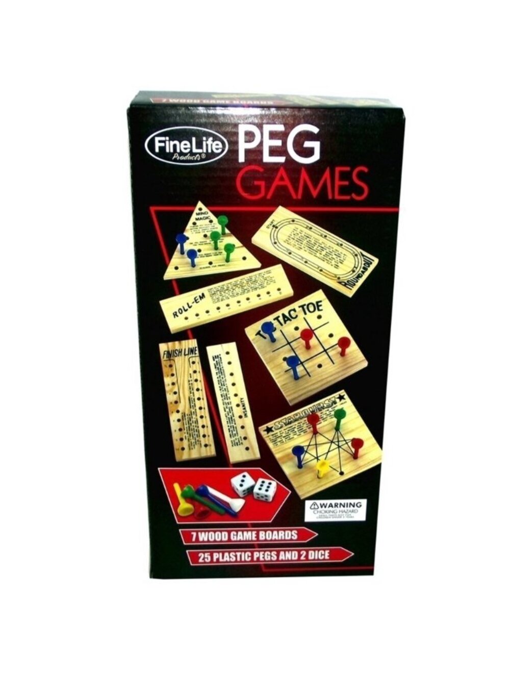 Classic Wood Peg Games 7-in-1 By FineLife NEW
